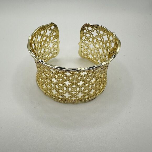 Kendra Scott Candice wide gold tone cuff bracelet! - Picture 3 of 8